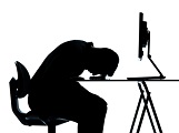 one business man silhouette computer computing sleeping tired