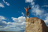 Rock climber on the summit.